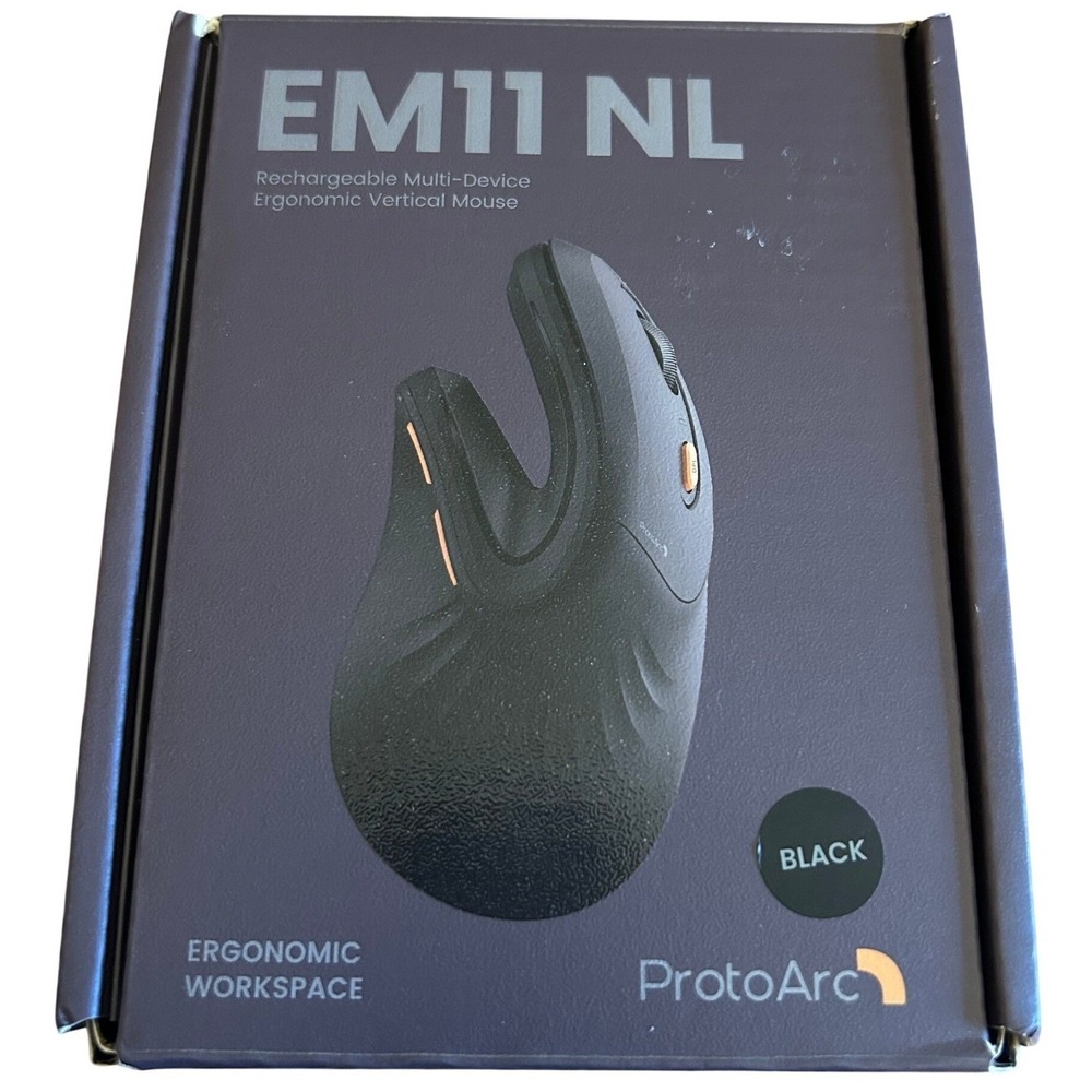 ProtoArc EM11 NL Ergonomic Vertical Mouse Unisex OS Black Wireless Rechargeable